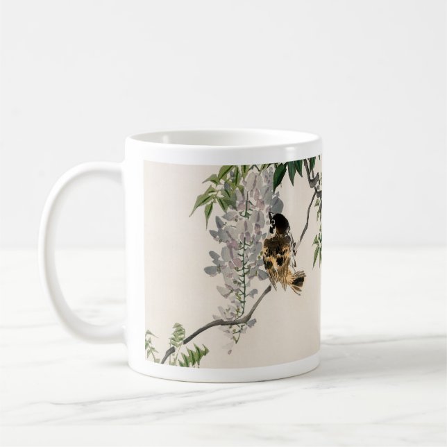 Sparrow on a branch by Kōno Bairei Coffee Mug (Left)