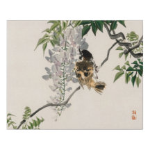 Sparrow on a branch by Kōno Bairei