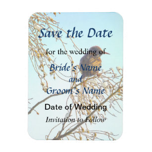 Sparrow on a Winter Branch Save the Date Magnet