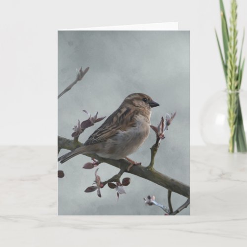 Sparrow on Branch Photo Card