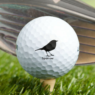 Sparrow Silhouette - Black Animal Golf Balls