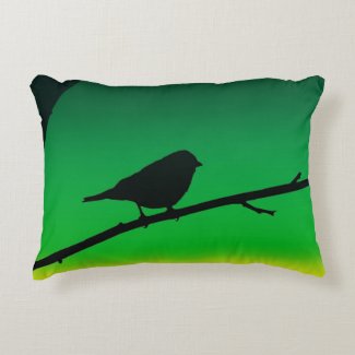 Sparrow Silhouette On Limonene  Accent Pillow