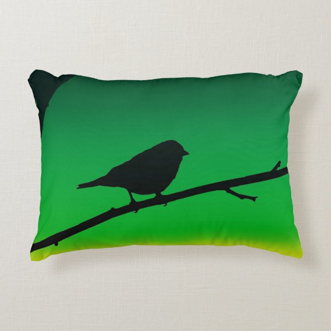 Sparrow Silhouette On Limonene  Accent Pillow (Front)