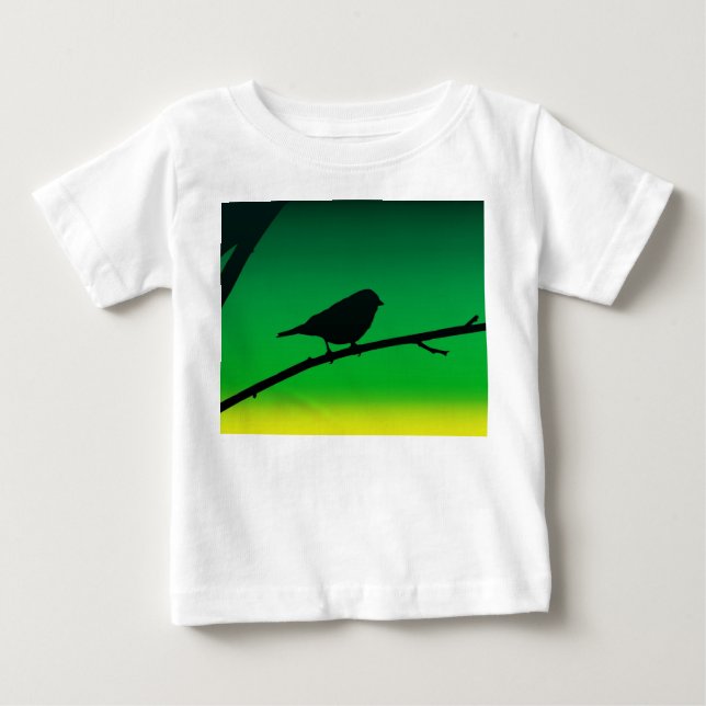 Sparrow Silhouette On Limonene Baby T-Shirt (Front)