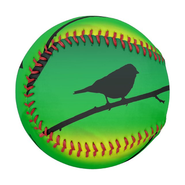 Sparrow Silhouette On Limonene Baseball (Front Left)
