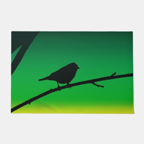 Sparrow Silhouette On Limonene  Doormat