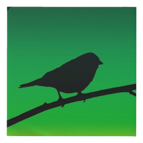 Sparrow Silhouette On Limonene Faux Canvas Print