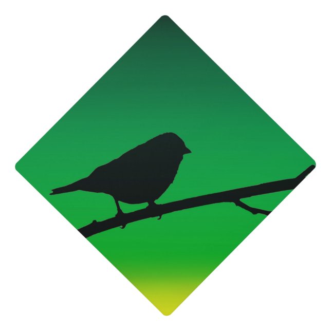Sparrow Silhouette On Limonene  Graduation Cap Topper (Front)