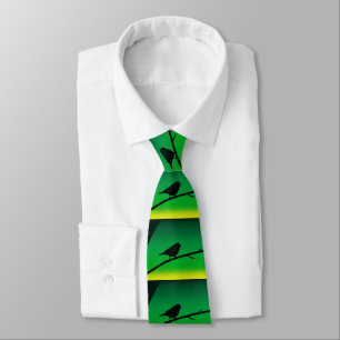 Sparrow Silhouette On Limonene Neck Tie