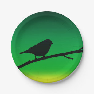 Sparrow Silhouette On Limonene Paper Plates