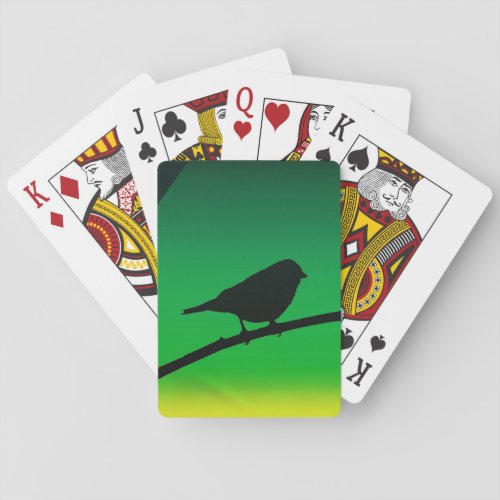 Sparrow Silhouette On Limonene Playing Cards