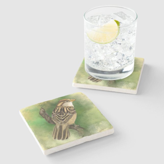 Sparrow Stone Coaster Little Bird (Side)