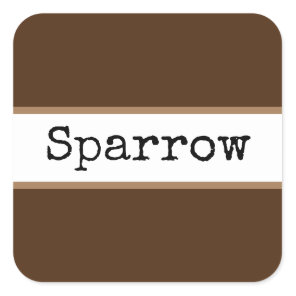 SPARROW Sweet Brown White Stripes Retro Text Square Sticker