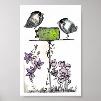 Sparrow Teatime! Fine Art Print by Cobalt_Presents at Zazzle