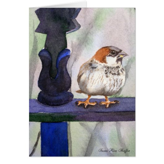 Sparrow watercolor painting cards (Front)