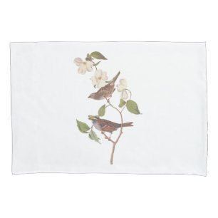Sparrow with Dogwood Flowers Vintage Audubon Art Pillow Case