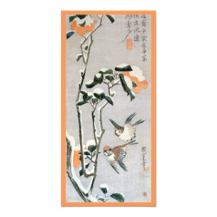 Sparrows and Camellia in Snow by Ando Hiroshige Photo Print
