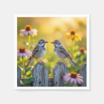 Sparrows and Cone Flowers By a Wood Fence Napkins