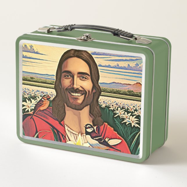 Sparrows and Lilies Metal Lunch Box (Front)