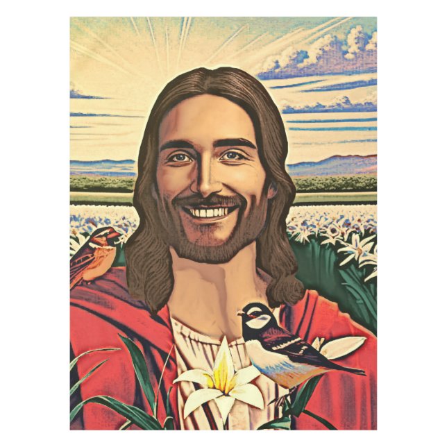 Sparrows and Lilies Tablecloth (Front)