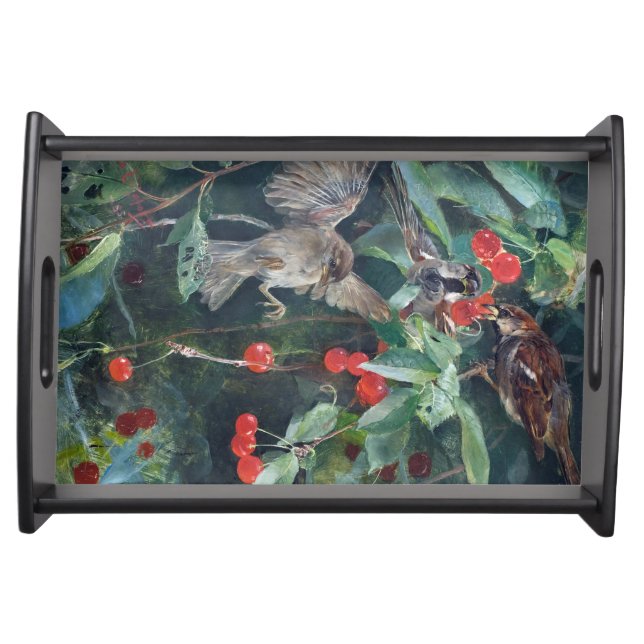 Sparrows in a Cherry Tree, Bruno Liljefors Serving Tray (Front)