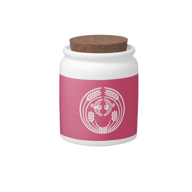 Sparrows in embracing rice plants candy jar (Front)