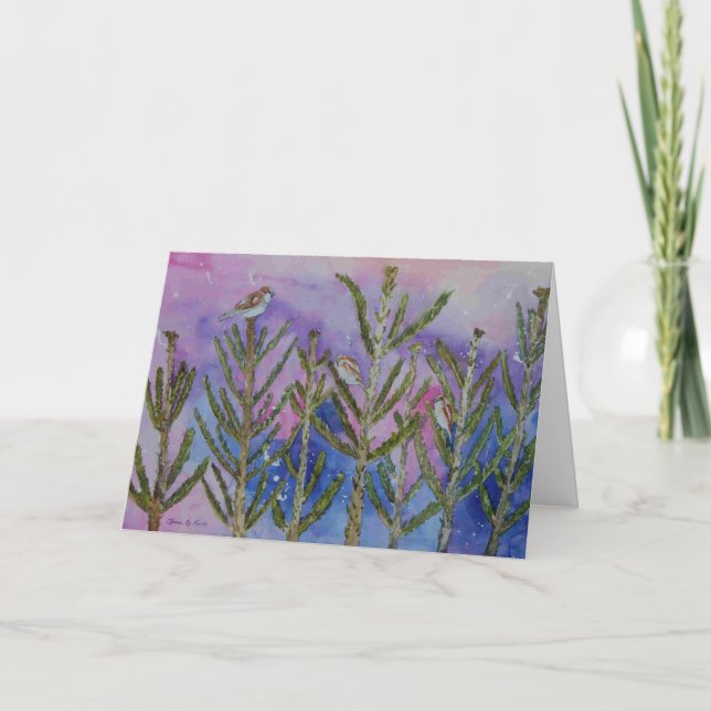 Sparrows in the Trees Holiday Card (Front)