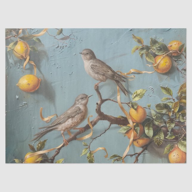 Sparrows - Oil Painting Style Tissue Paper (Front)