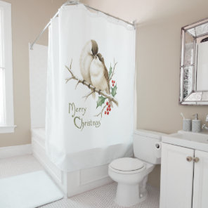 Sparrows on a Christmas Branch Shower Curtain