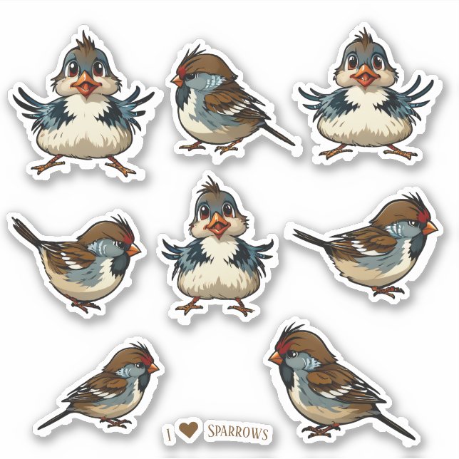 Sparrows Scrapbook Stationery Stickers (Front)