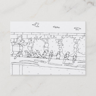 Sparrows Sitting on Rail Coloring Business Cards