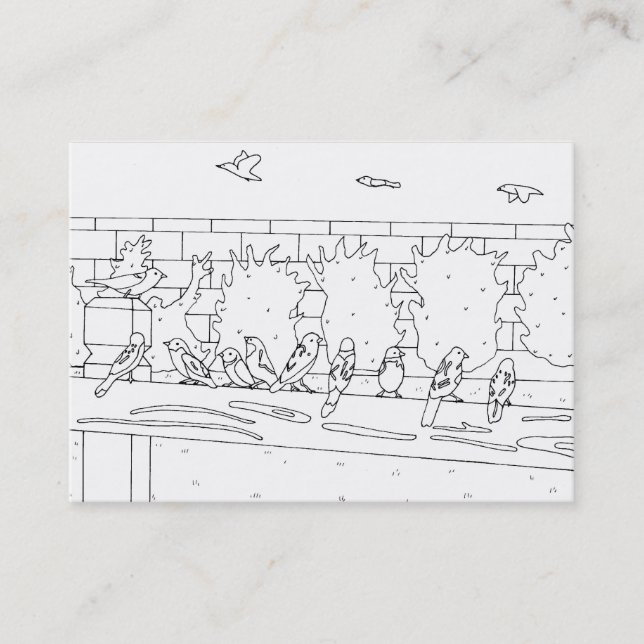 Sparrows Sitting on Rail Coloring Business Cards (Front)
