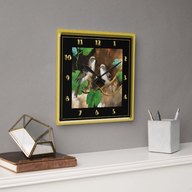 Sparrows Square Wall Clock (Office)