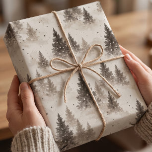 Sparse Brown Pine Forest Christmas Wrapping Paper