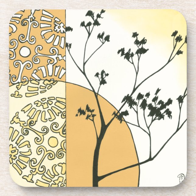 Sparse Tree Silhouette by Megan Meagher Beverage Coaster (Front)