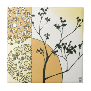 Sparse Tree Silhouette by Megan Meagher Ceramic Tile