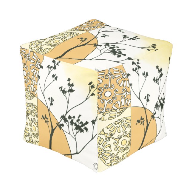 Sparse Tree Silhouette by Megan Meagher Pouf (Angled Front)