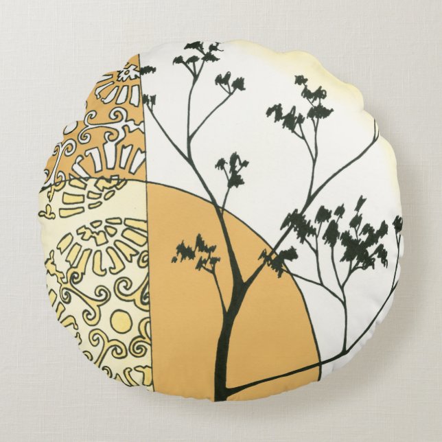 Sparse Tree Silhouette by Megan Meagher Round Pillow (Front)