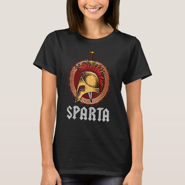 Sparta Helmet Spartan Shield And Sword Greece Warr T-Shirt (Front)