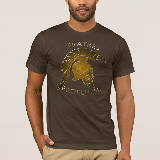 Spartan Battle Trojan Greek Warrior Bronze Gold T-Shirt (Front)
