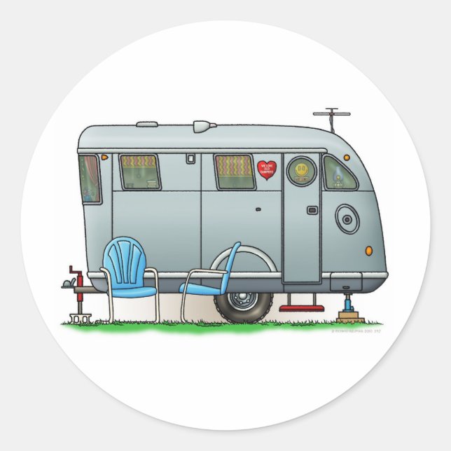Spartan Camper Trailer RV Classic Round Sticker (Front)