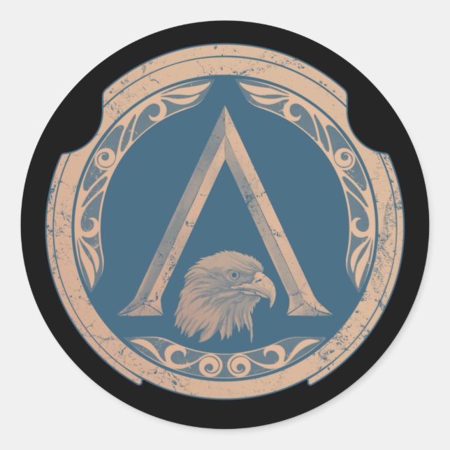 Spartan Eagle Greek Shield Classic Round Sticker (Front)