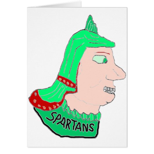 Spartan Head Logo Green/Red/Peach Cards (Front)