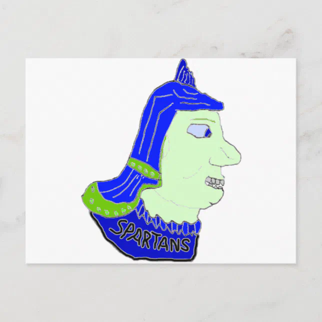 Spartan Head Logo Purple, Dark & Light Green Postcard | Zazzle