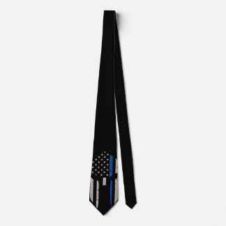 Spartan Helmet Blue Line Flag Neck Tie