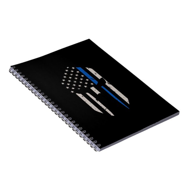 Spartan Helmet Blue Line Flag Notebook (Right Side)