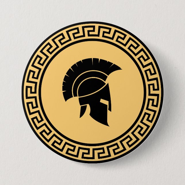 Spartan Helmet Bold Black & Gold Design Button (Front)