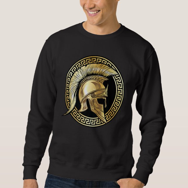 Spartan Helmet Gold Gladiator Sparta Greek Gym Wor Sweatshirt (Front)