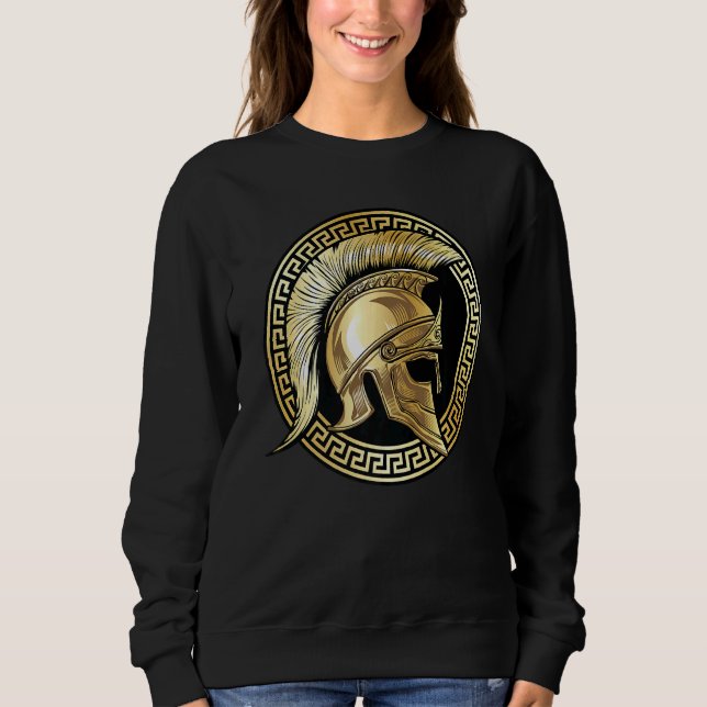 Spartan Helmet Gold Gladiator Sparta Greek Gym Wor Sweatshirt (Front)
