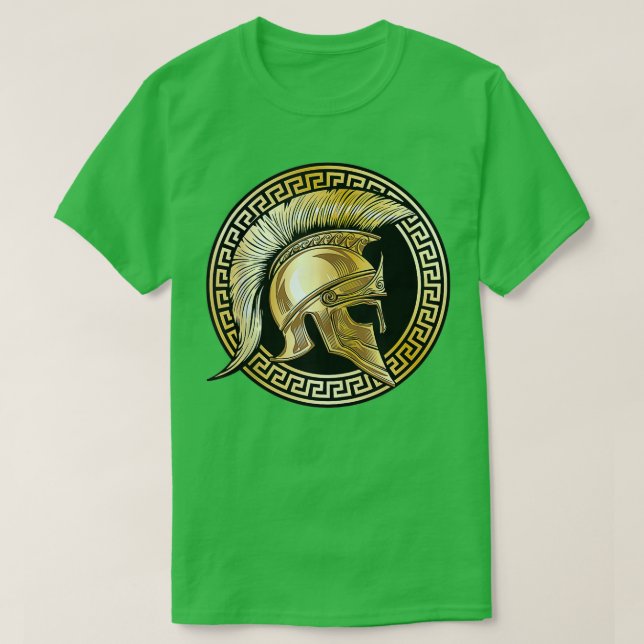 Spartan Helmet Gold Gladiator Sparta Greek Gym Wor T-Shirt (Design Front)